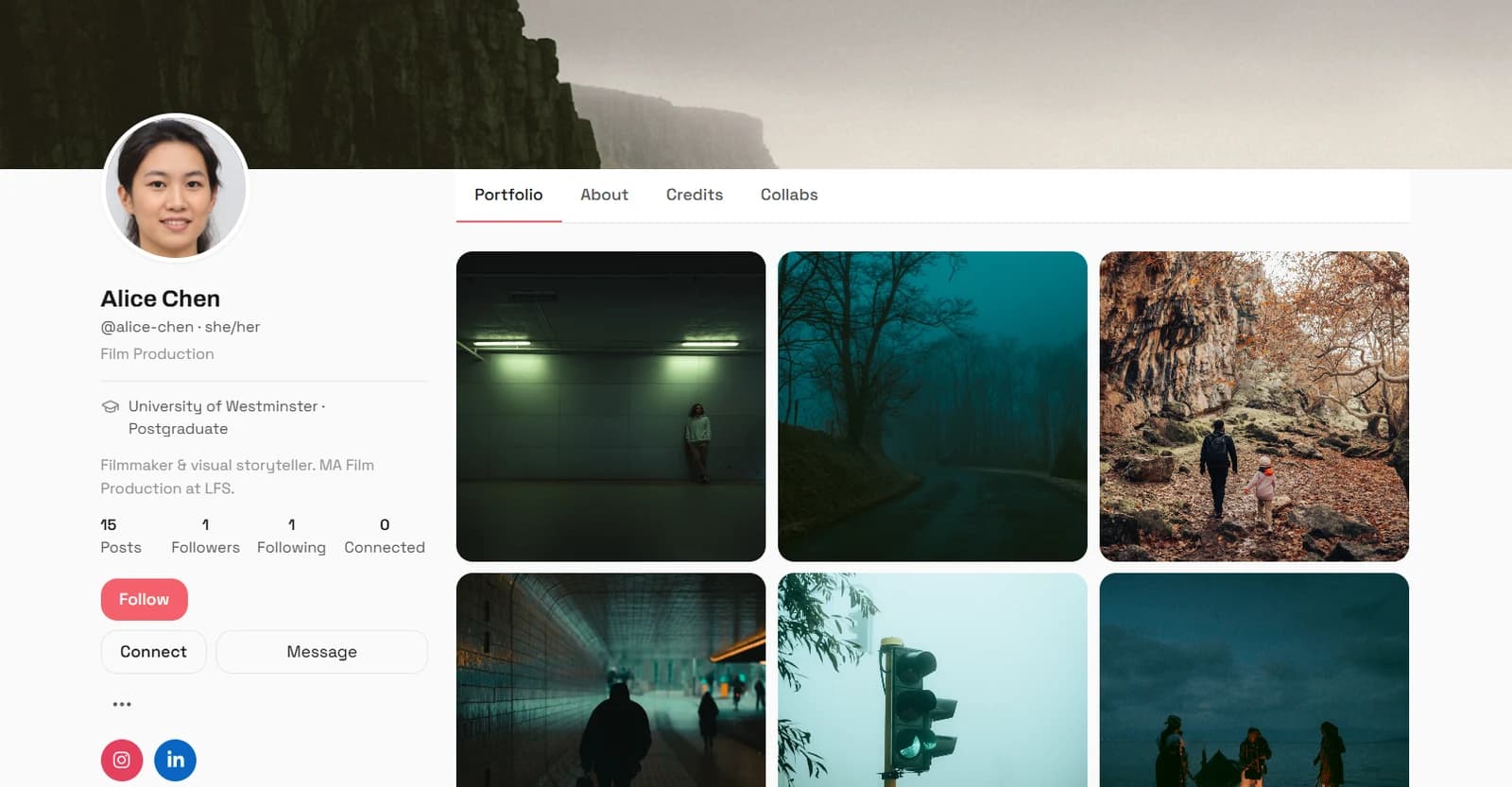 Student projects grid on Screendm